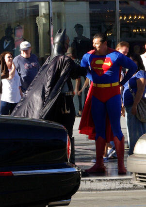 Superman and Batma,Hollywood, California